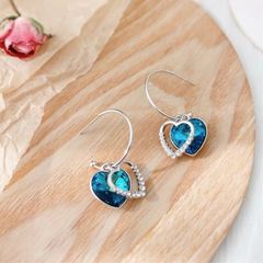  Bông Tai Khoen Tròn Trái Tim Của Đại Dương Pha Lê Xanh Bích Titanic (AE) 