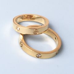  Nhẫn Cặp Đôi Tình Yêu - Cartier Màu Vàng TiTan Cao Cấp Pha Lê (AG) 