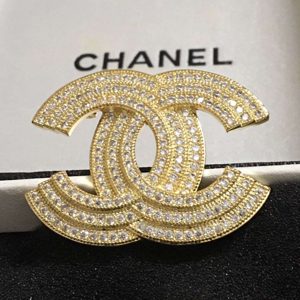  Cài Áo Nam, Nữ - Chanel Màu Vàng Pha Lê Trắng (BN) 