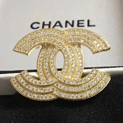  Cài Áo Nam, Nữ - Chanel Màu Vàng Pha Lê Trắng (BN) 