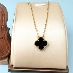  Dây Chuyền Titan Cao Cấp - Cỏ 4 Lá May Mắn Màu Vàng Đen (AO) 