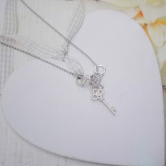  Bộ Trang Sức Bạc Cao Cấp - Chìa Khoá Tình Yêu Pha Lê Trắng (AB) 