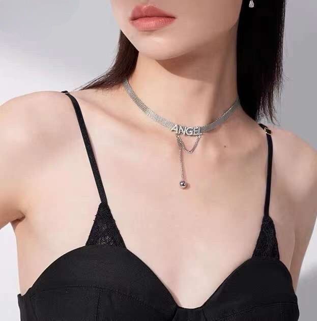  Dây Chuyền Ngắn - Choker Angle Pha Lê Trắng (AN) 