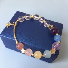  Vòng Đá Phong Thuỷ Cao Cấp - Đá Thạch Anh Tự Nhiên Cầu Vòng & Ngôi Sao May Mắn 