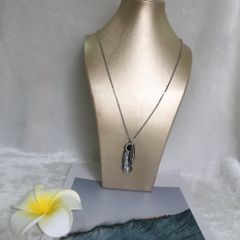  Bộ Trang Sức - Dây Chuyền Dài & Bông Tai Lông Vũ Đen 