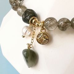  Vòng Đá Phong Thuỷ Cao Cấp - Đồng Tiền Pha Lê, Ngọc Trai Nước Ngọt & Đá Thạch Tóc Xanh Lá Tự Nhiên 