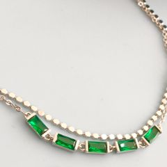  Bộ Trang Sức Pha Lê Xanh Lá - Vòng Tay & Bông Tai Ngôi Sao Tinh Tế 