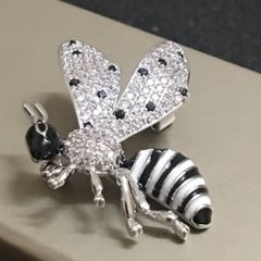  Cài Áo Nam, Nữ - Con Ong Gucci Pha Lê Đen & Trắng (AF) 