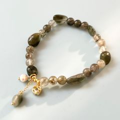  Vòng Đá Phong Thuỷ Cao Cấp - Đồng Tiền Pha Lê, Ngọc Trai Nước Ngọt & Đá Thạch Tóc Xanh Lá Tự Nhiên 