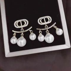 Bộ Trang Sức Dior Trắng - Vòng cổ Choker & Bông Tai Ngọc Trai Quý Phái (AB) 