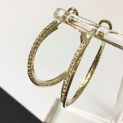  Bông Tai Khoen Tròn Màu Vàng 3,6cm Pha Lê Trắng (AK) 