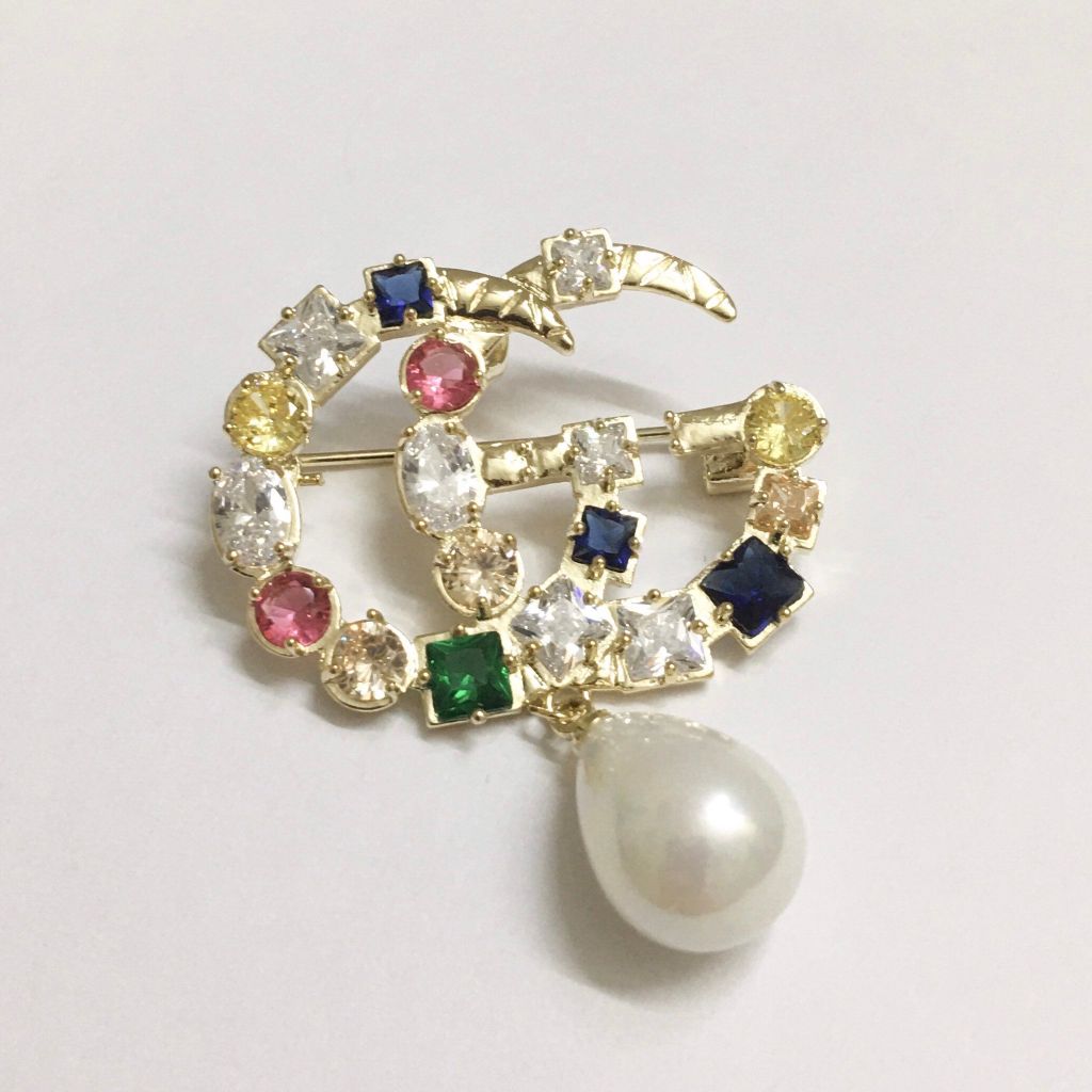  Cài Áo Nam, Nữ  - Gucci Pha Lê Màu & Ngọc Trai (AD) 