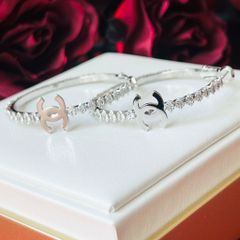  Bông Tai Chanel Khoen Tròn Màu Trắng 43mm Pha Lê (BP) 