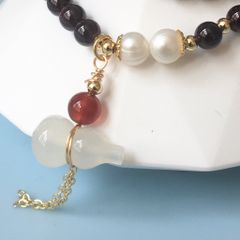  Vòng Đá Phong Thuỷ Cao Cấp - 2 Vòng Hồ Lô Mã Não, Ngọc Trai Nước Ngọt, Đá Garnet Tự Nhiên 