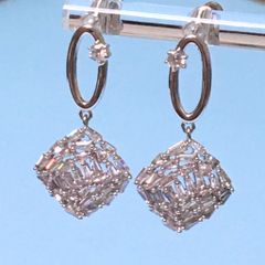  Bông Tai Hình Vuông Lưới Pha Lê (AJ) 