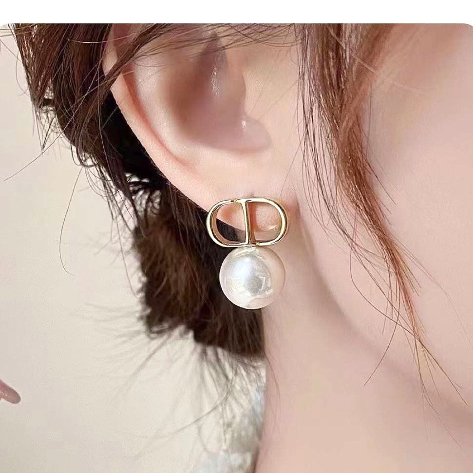  Bộ Trang Sức Dior Vàng - Vòng cổ Choker & Bông Tai Ngọc Trai, Pha Lê Quý Phái (AJ) 