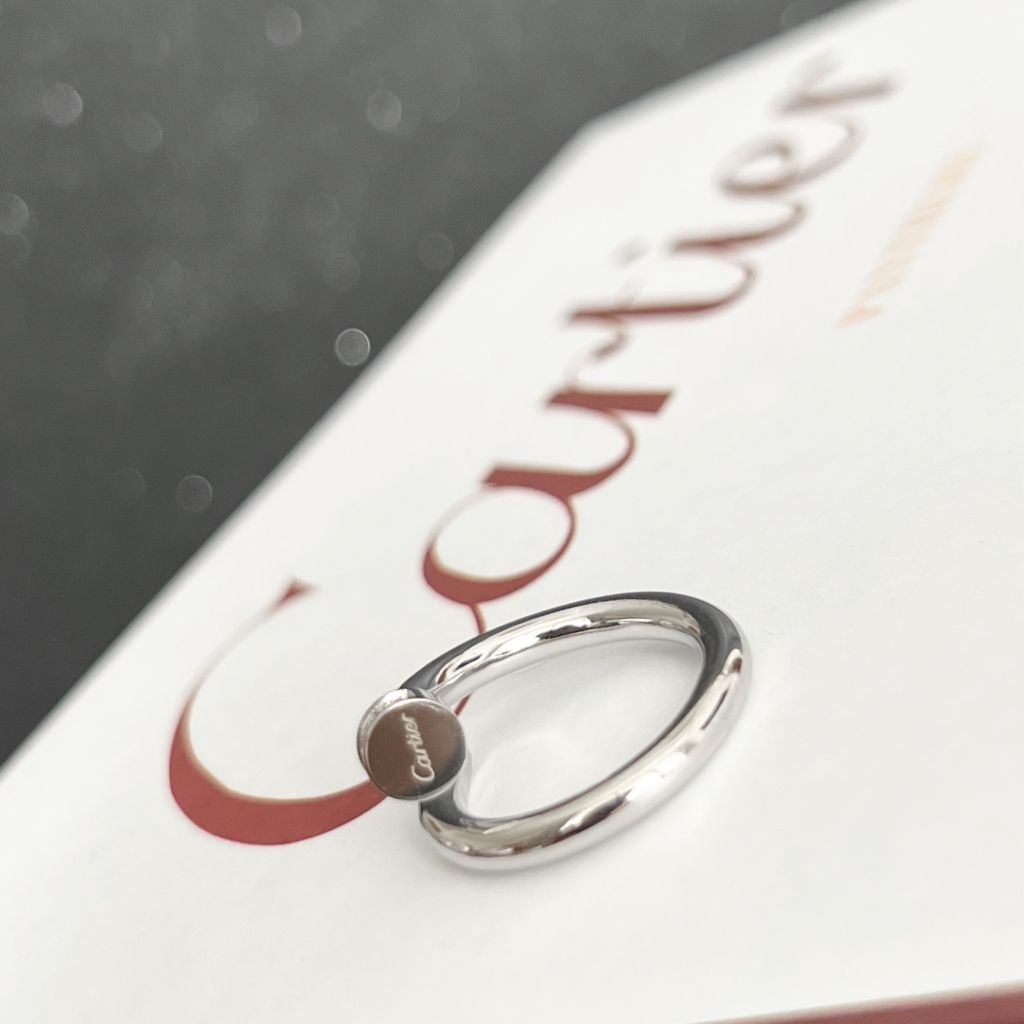  Nhẫn Titan Cao Cấp - Cây Đinh Cartier Màu Trắng Pha Lê (AB) 