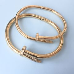  Vòng Tay Cặp Đôi Tình Yêu - Cartier Cây Đinh Màu Vàng Hồng Titan Cao Cấp Pha Lê (AC) 