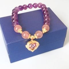  Vòng Đá Phong Thuỷ Cao Cấp - Trái Tim Pha Lê & Đá Thạch Anh Tím Tự Nhiên (AE) 