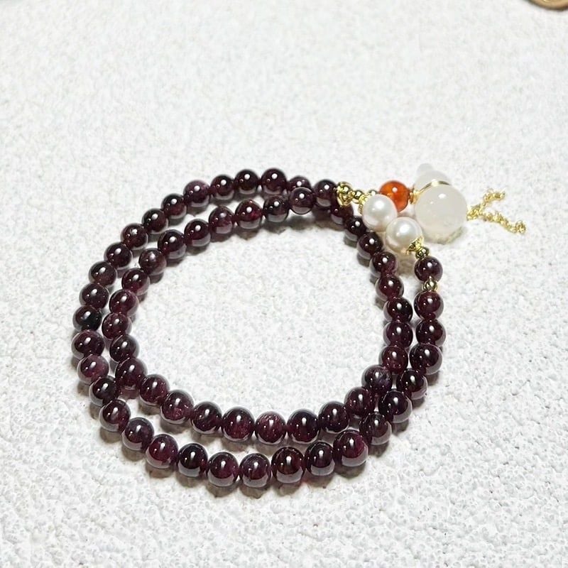  Vòng Đá Phong Thuỷ Cao Cấp - 2 Vòng Hồ Lô Mã Não, Ngọc Trai Nước Ngọt, Đá Garnet Tự Nhiên 