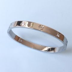  Vòng Tay Cặp Đôi Tình Yêu - Cartier Màu Trắng Titan Cao Cấp Pha Lê (AB) 