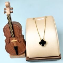  Dây Chuyền Titan Cao Cấp - Cỏ 4 Lá May Mắn Màu Vàng Đen (AO) 