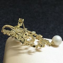  Cài Áo & Mặt Dây Chuyền - Vương Miện Ngọc Trai Nước Ngọt Tự Nhiên & Pha Lê Trắng 