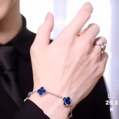  Vòng Tay Cỏ 4 Lá May Mắn Nam, Nữ Màu Trắng Xanh Cao Cấp 