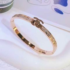  Vòng Tay TiTan Cao Cấp - Chanel Màu Vàng Hồng Pha Lê Trắng (AC) 