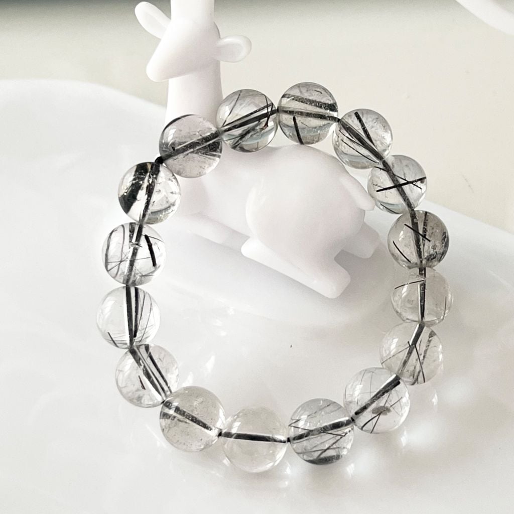  Vòng Đá Phong Thuỷ Nam Cao Cấp - Đá Thạch Anh Tóc Đen Tự Nhiên 13 Ly 