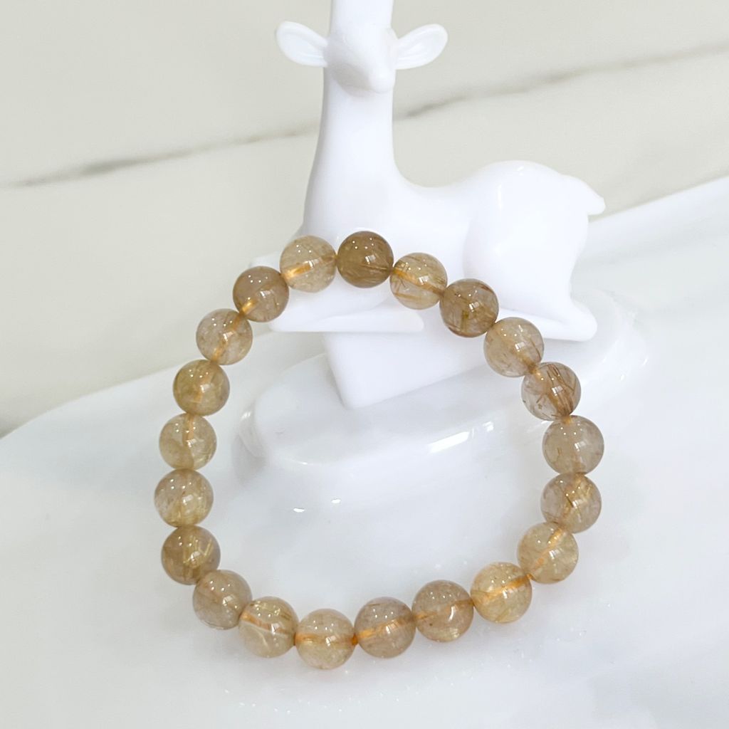  Vòng Đá Phong Thuỷ Cao Cấp - Đá Thạch Anh Tóc Vàng Tự Nhiên 9 Ly (AA) 