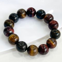  Vòng Tay Phong Thuỷ Cao Cấp - Đá Mắt Hổ Tam Tài 14mm Tự Nhiên (AA) 