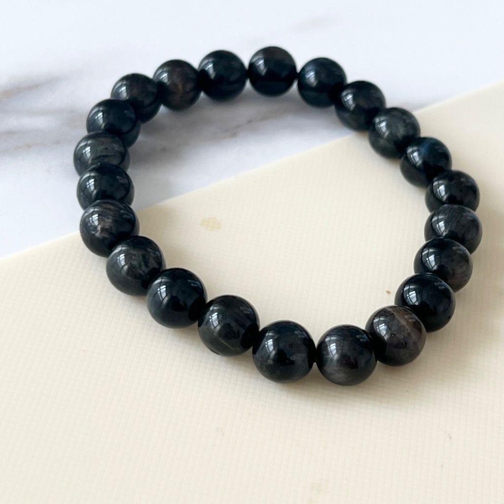  Vòng Tay Phong Thuỷ Cao Cấp - Đá Mắt Hổ Xanh Đen 10mm Tự Nhiên (AB) 