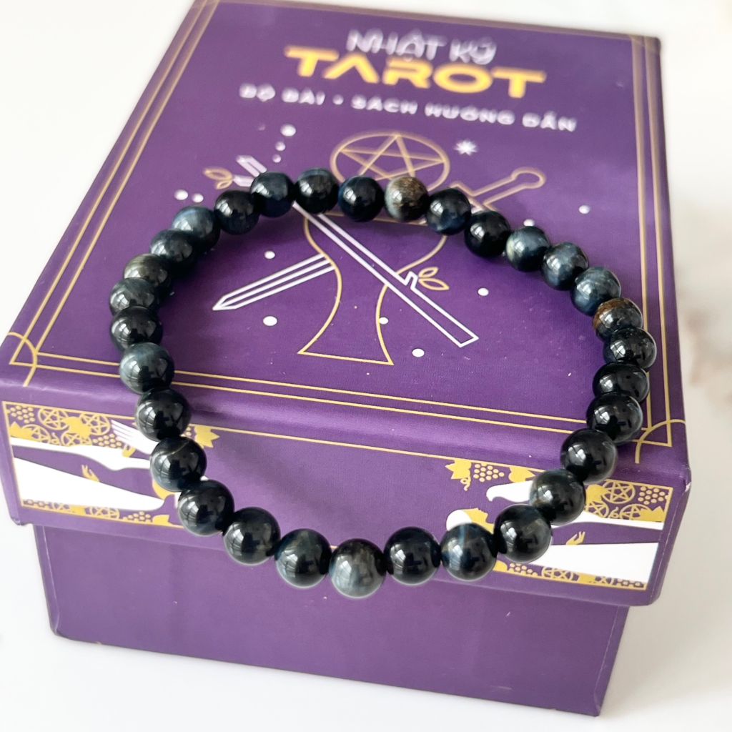  Vòng Tay Phong Thuỷ Cao Cấp - Đá Mắt Hổ Xanh Đen 6mm Tự Nhiên (AD) 