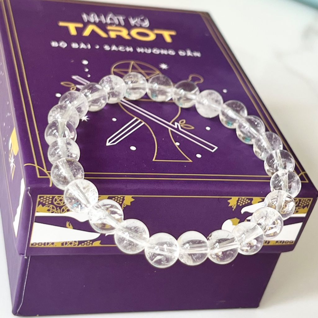  Vòng Tay Phong Thuỷ Cao Cấp - Đá Thạch Anh Trắng 8mm Tự Nhiên (AB) 