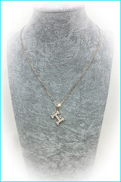  Dây Chuyền Ngắn - Hermes Màu Vàng Hồng Pha Lê Trắng (AC) 