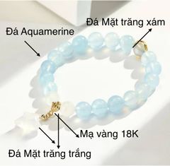 Vòng Đá Phong Thuỷ Cao Cấp - Ngôi Sao Đá Mặt Trăng & Đá Aquamarine Tự Nhiên 