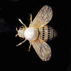  Cài Áo Nam, Nữ - Con Ong Dior Màu Vàng Hồng Ngọc trai & Pha Lê Đen, Trắng (AI) 