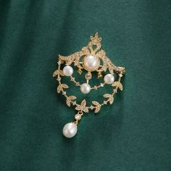  Cài Áo & Mặt Dây Chuyền - Vương Miện Ngọc Trai Nước Ngọt Tự Nhiên & Pha Lê Trắng 