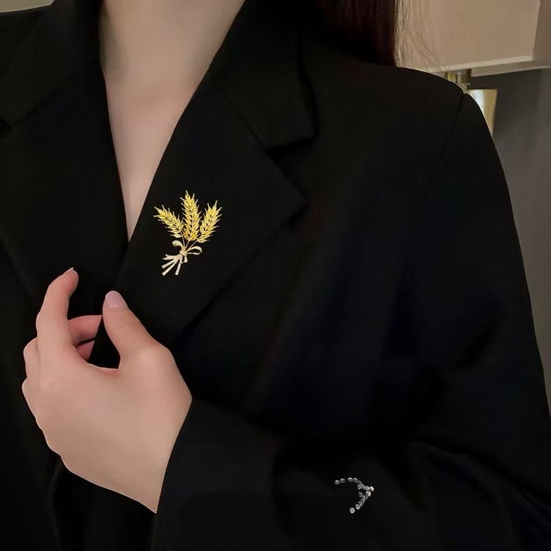  Cài Áo Nam, Nữ - Bông Lúa Vàng Pha Lê (AC) 