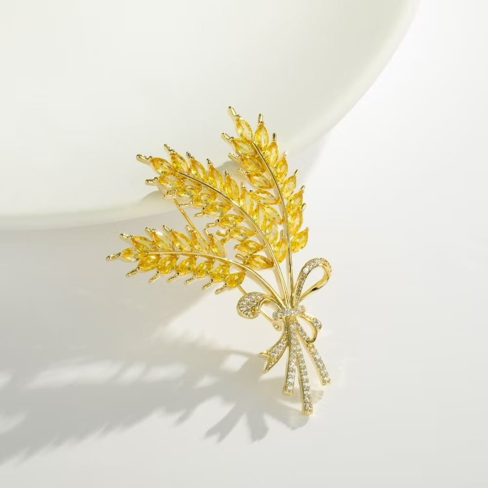 Cài Áo Nam, Nữ - Bông Lúa Vàng Pha Lê (AC) 