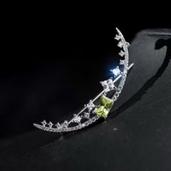  Cài Áo Nam, Nữ - Mặt Trăng Màu Trắng Pha Lê Xanh & Trắng (AE) 