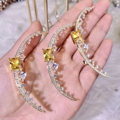  Cài Áo Nam, Nữ - Mặt Trăng Màu Vàng Pha Lê Vàng & Trắng (AD) 