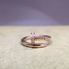  Nhẫn Titan Cao Cấp - Cây Đinh Cartier Màu Vàng Hồng Pha Lê (AA) 