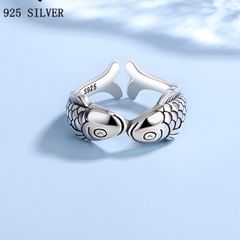  Nhẫn Bạc S925 Cao Cấp - 2 Con Cá Chép Tài Lộc 