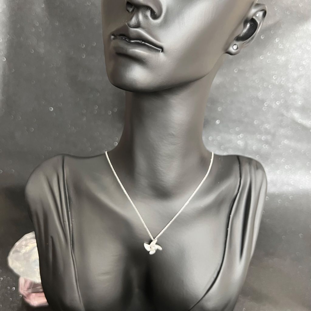  Bộ Trang Sức Bạc Cao Cấp - Dây Chuyền & Nhẫn Chong Chóng May Mắn Pha Lê Trắng 