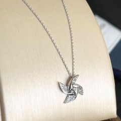  Bộ Trang Sức Bạc Cao Cấp - Dây Chuyền & Nhẫn Chong Chóng May Mắn Pha Lê Trắng 