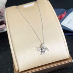  Bộ Trang Sức Bạc Cao Cấp - Dây Chuyền & Nhẫn Chong Chóng May Mắn Pha Lê Trắng 