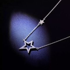  Dây Chuyền Bạc Cao Cấp - 2 Ngôi Sao Pha Lê (AA) 
