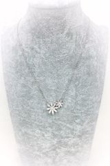  Dây Chuyền Ngắn - 2 Cánh Hoa Pha Lê Trắng (AJ) 